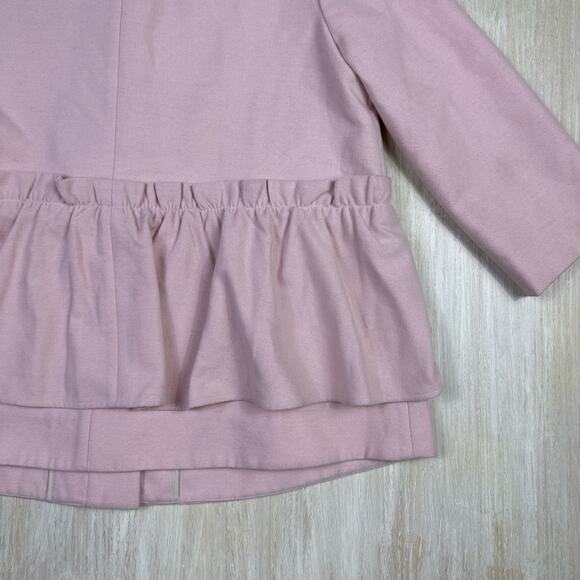 Halogen Pink Ruffle Tie Button Brushed 3/4 Sleeve Barbie Core Jacket Large - Picture 11 of 15